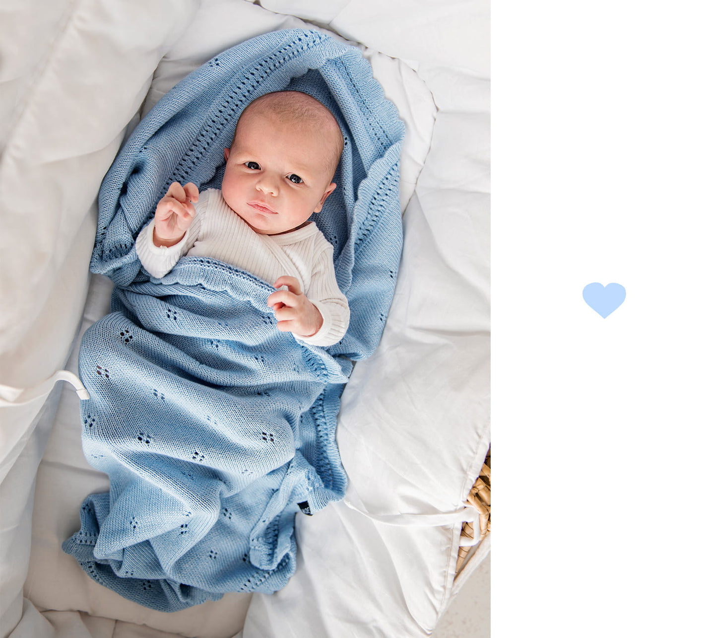 Soft cellular bamboo baby blanket - Blue - Daisy