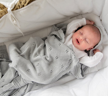 Soft cellular bamboo baby blanket - Grey - Daisy