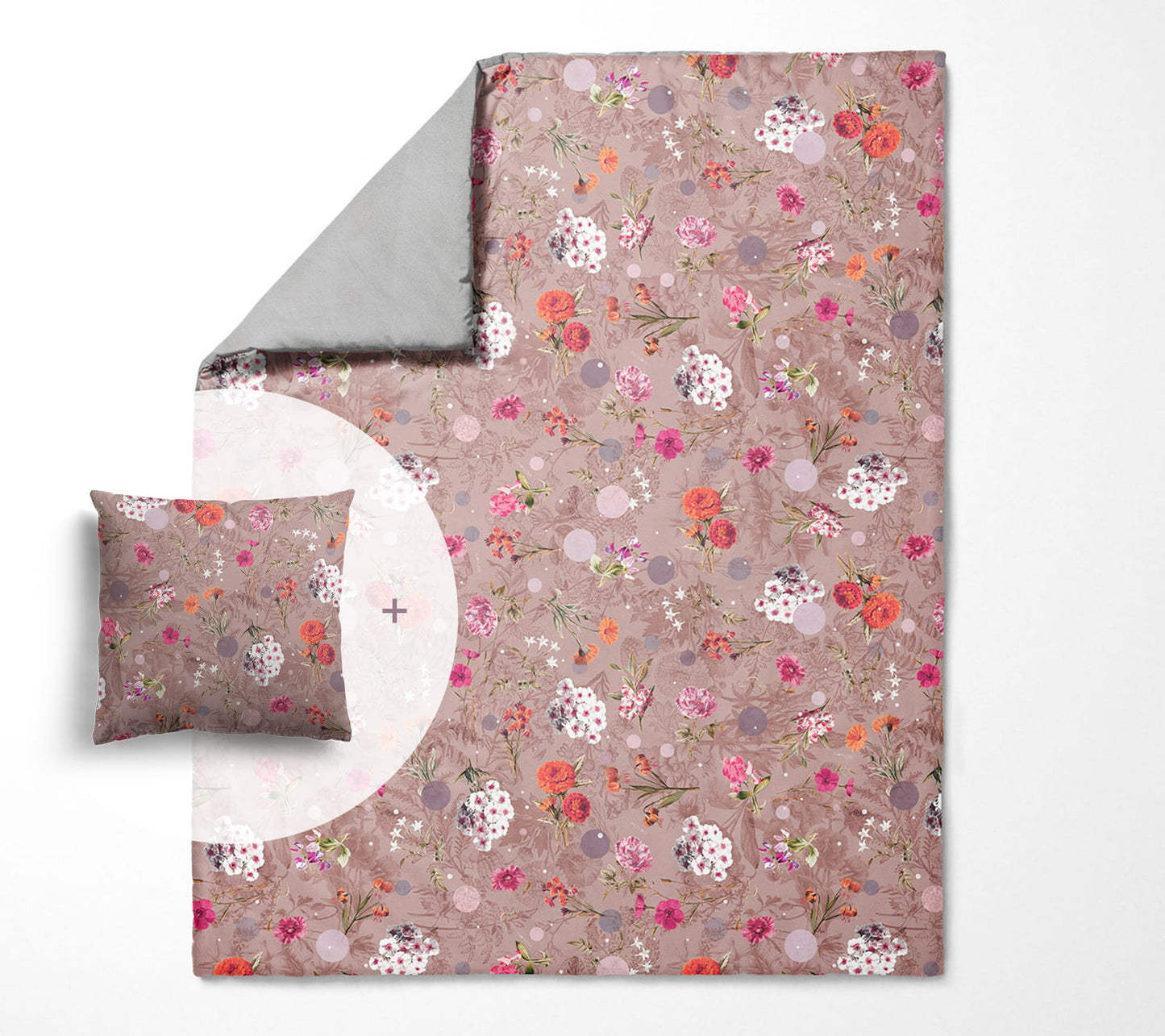 Blanket-quilt set with filling 150x200 cm + pillowcase - Bouquets