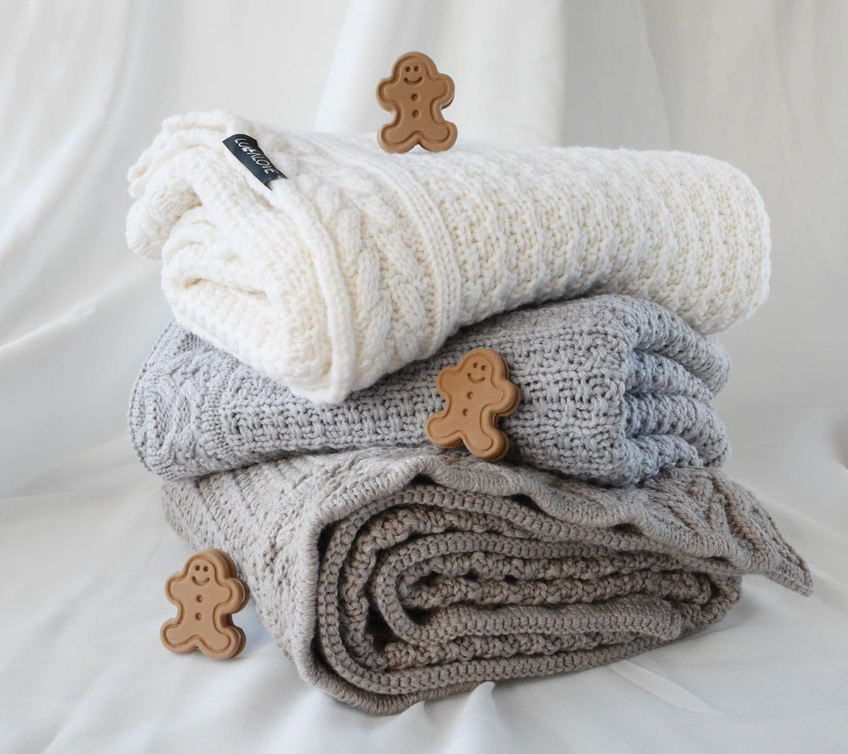 Premium Merino Wool Baby Blanket "Cookie" - Taupe