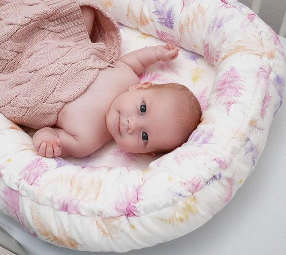Baby nest - Ferns pink Sleeping nests Lullalove UK 
