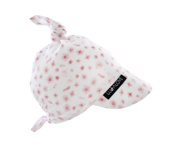 Baby sun hat - pink flowers (100% cotton) Hat Lullalove UK 