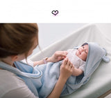 Baby towel with neck strap - 100% bamboo - Blue Towel Lullalove UK 