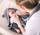 Baby towel with neck strap - 100% bamboo - Grey Towel Lullalove UK 