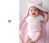 Baby towel with neck strap - 100% bamboo - Pink Towel Lullalove UK 