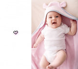 Baby towel with neck strap - 100% bamboo - Pink Towel Lullalove UK 