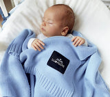 Bamboo baby blanket - Baby blue - classic knit Blanket Lullalove UK 