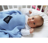 Bamboo baby blanket - Baby blue - classic knit Blanket Lullalove UK 