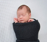 Bamboo baby blanket - Black - Macaroon knit Blanket Lullalove UK 