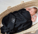 Bamboo baby blanket - Black - Macaroon knit Blanket Lullalove UK 