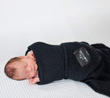 Bamboo baby blanket - Black - Macaroon knit Blanket Lullalove UK 