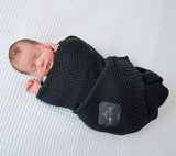 Bamboo baby blanket - Black - Macaroon knit Blanket Lullalove UK 