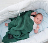 Bamboo baby blanket - Bottle green - Classic knit Blanket Lullalove UK 