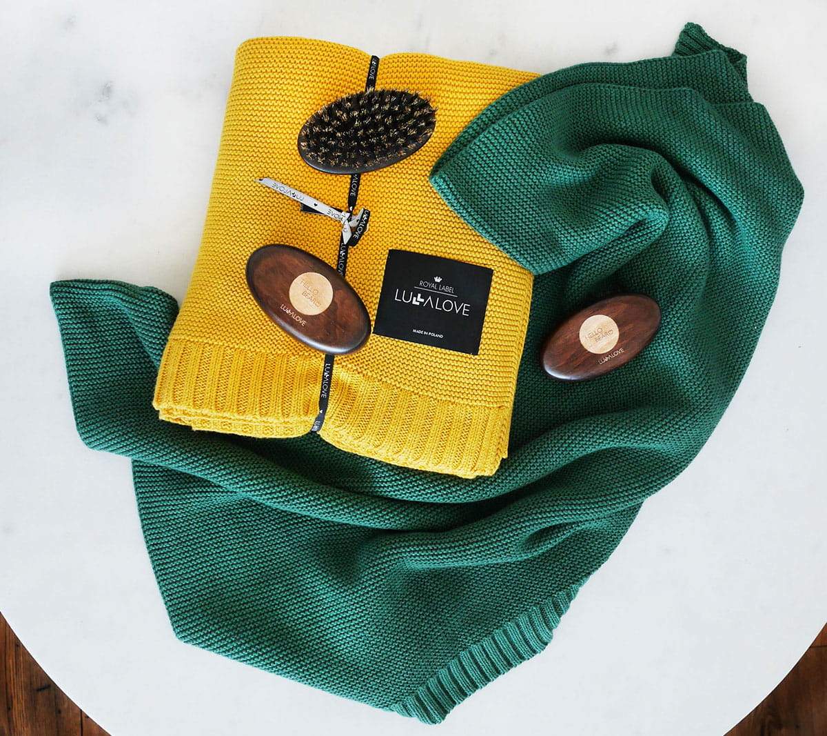 Bamboo baby blanket - Bottle green - Classic knit Blanket Lullalove UK 