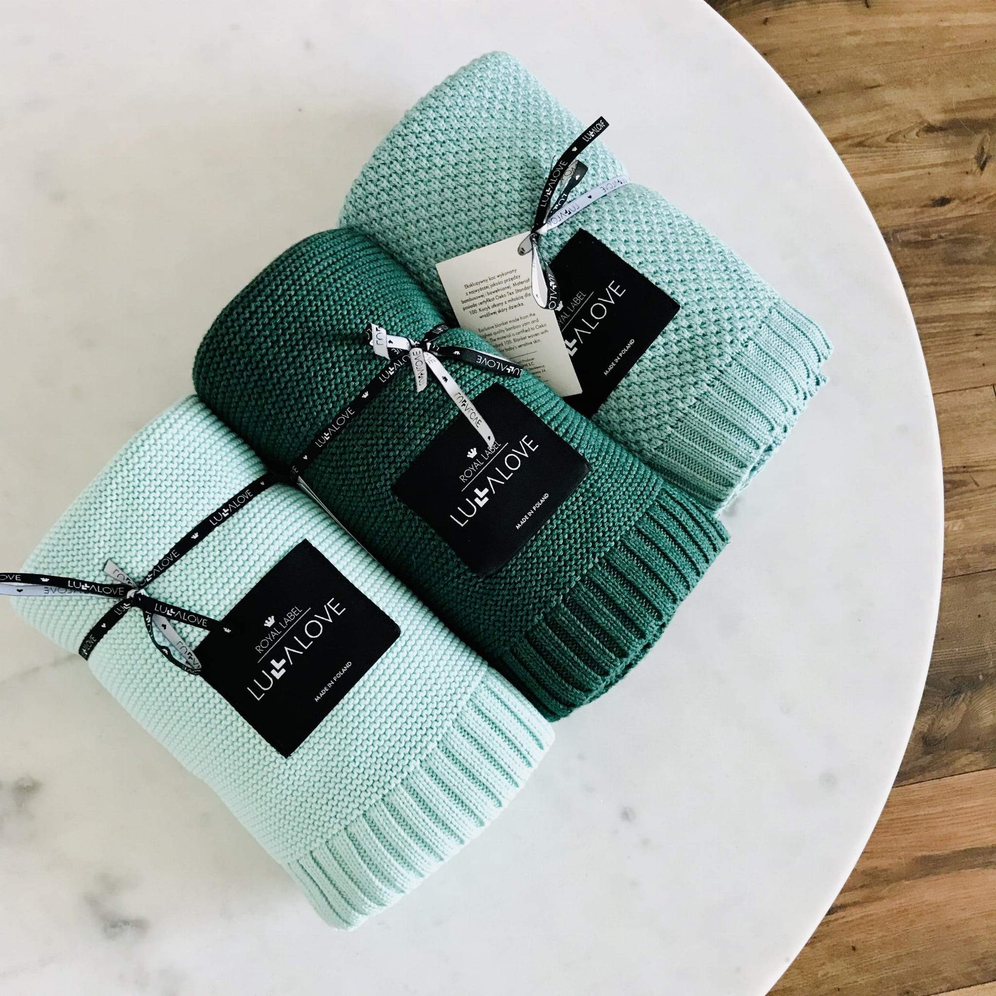 Bamboo baby blanket - Bottle green - Classic knit Blanket Lullalove UK 