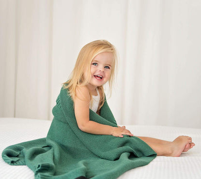 Bamboo baby blanket - Bottle green - Classic knit Blanket Lullalove UK 