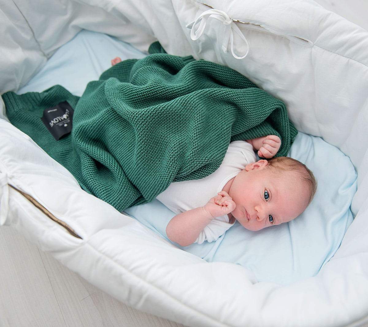 Bamboo baby blanket - Bottle green - Classic knit Blanket Lullalove UK 