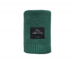 Bamboo classic knit blanket - 80x100cm - Bottle green - Lullalove UK