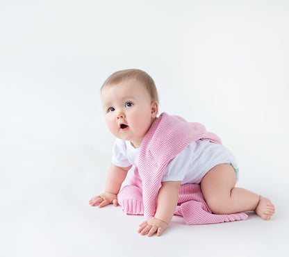 Bamboo baby blanket - Candy pink - Classic knit Blanket Lullalove UK 