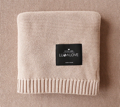 Bamboo baby blanket - Caramel Beige - Classic knit Blanket Lullalove UK 