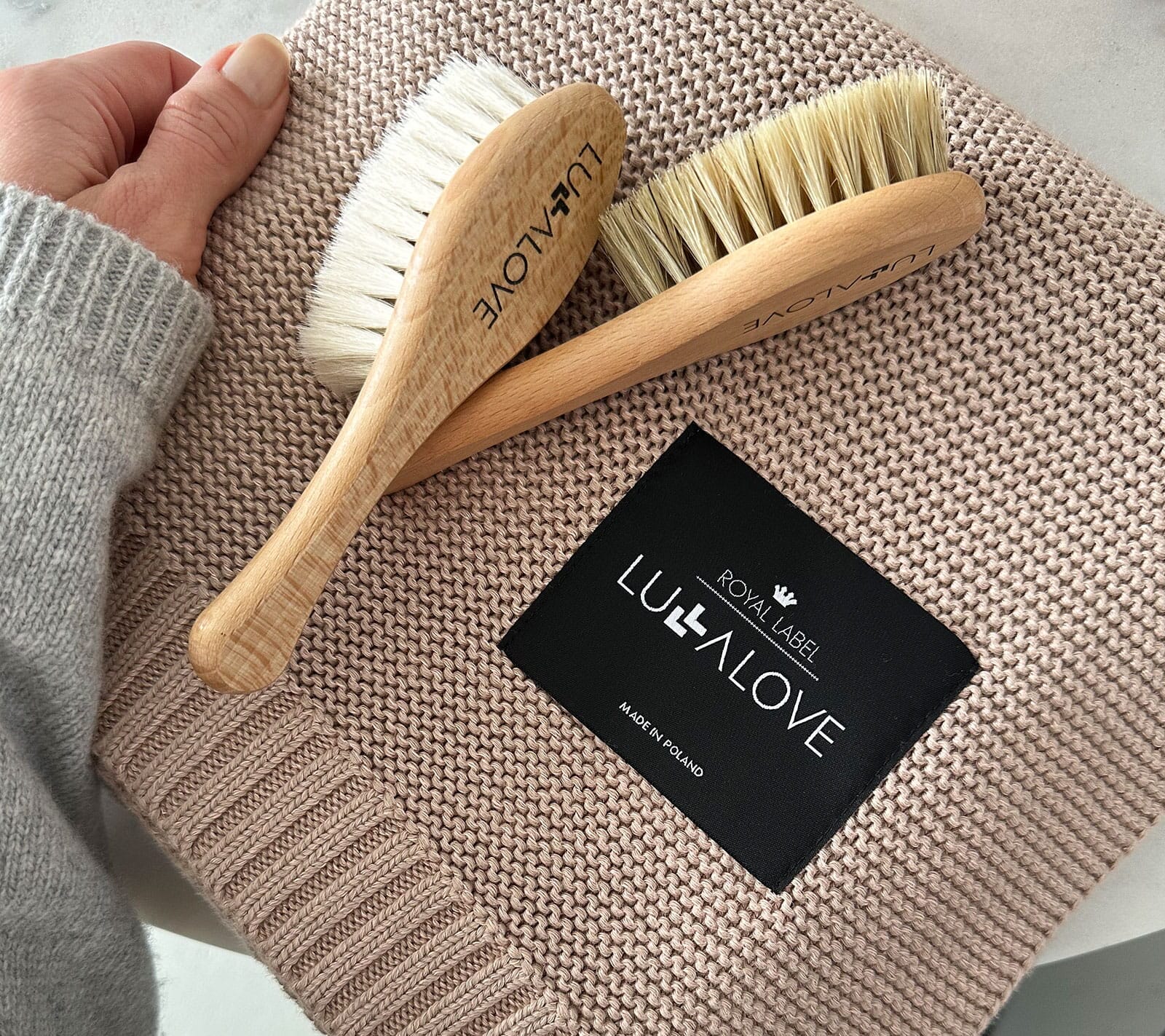 Bamboo baby blanket - Caramel Beige - Classic knit Blanket Lullalove UK 