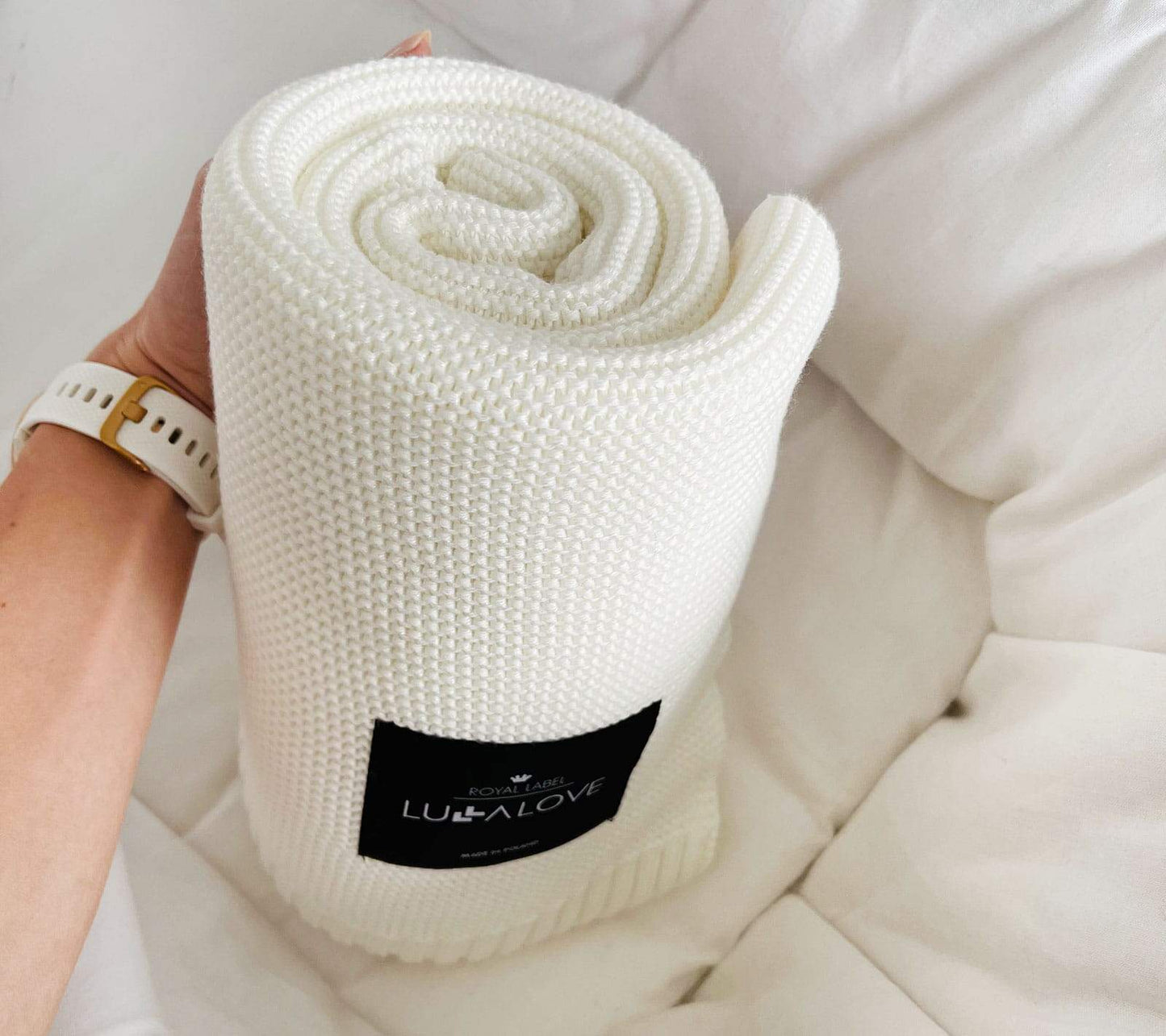 Bamboo baby blanket - Coconut - Classic knit Blanket Lullalove UK 