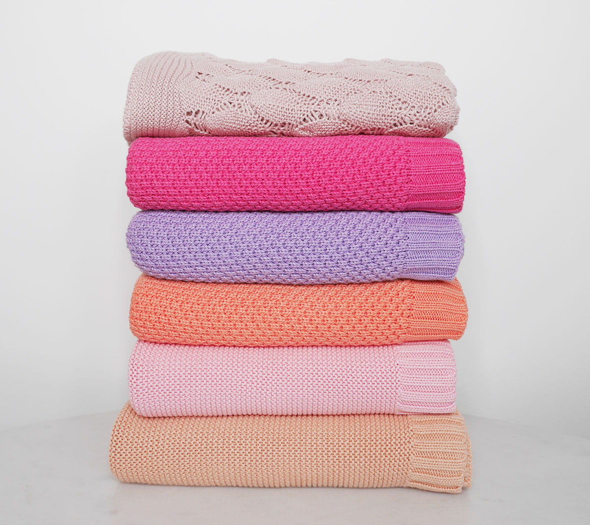 Bamboo baby blanket - Coral - Macaroon knit Blanket Lullalove UK 