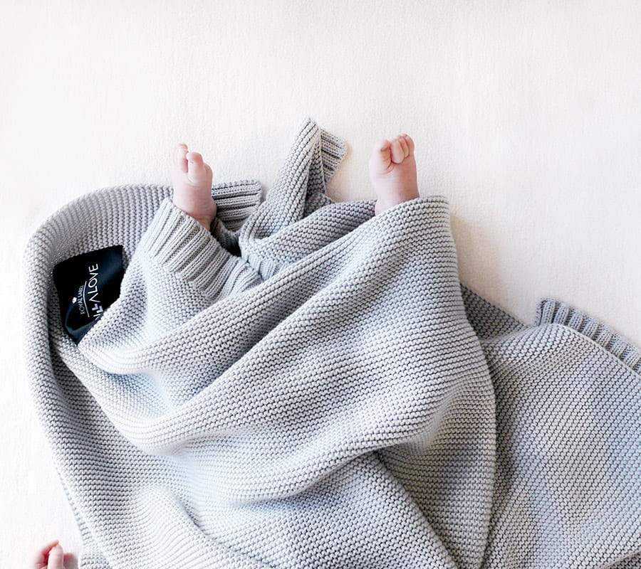 Bamboo baby blanket - Grey - Classic knit Blanket Lullalove UK 