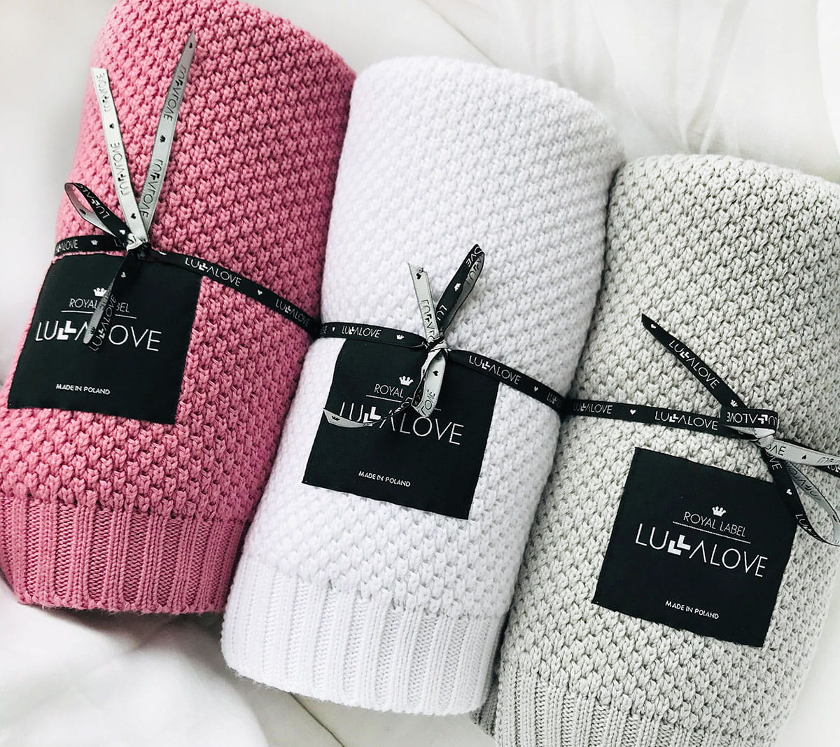 Bamboo baby blanket - Grey - Macaroon knit Blanket Lullalove UK 
