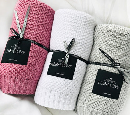 Bamboo baby blanket - Grey - Macaroon knit Blanket Lullalove UK 