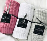 Bamboo baby blanket - Grey - Macaroon knit Blanket Lullalove UK 
