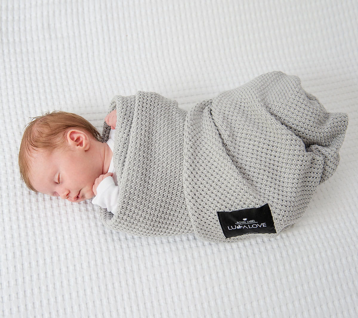 Bamboo baby blanket - Grey - Macaroon knit Blanket Lullalove UK 