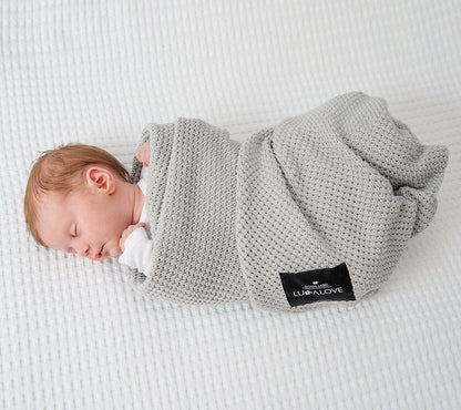 Bamboo baby blanket - Grey - Macaroon knit Blanket Lullalove UK 