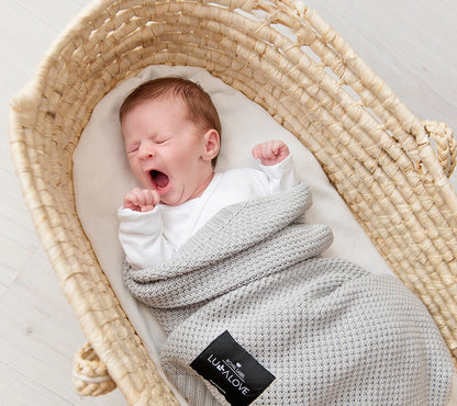 Bamboo baby blanket - Grey - Macaroon knit Blanket Lullalove UK 