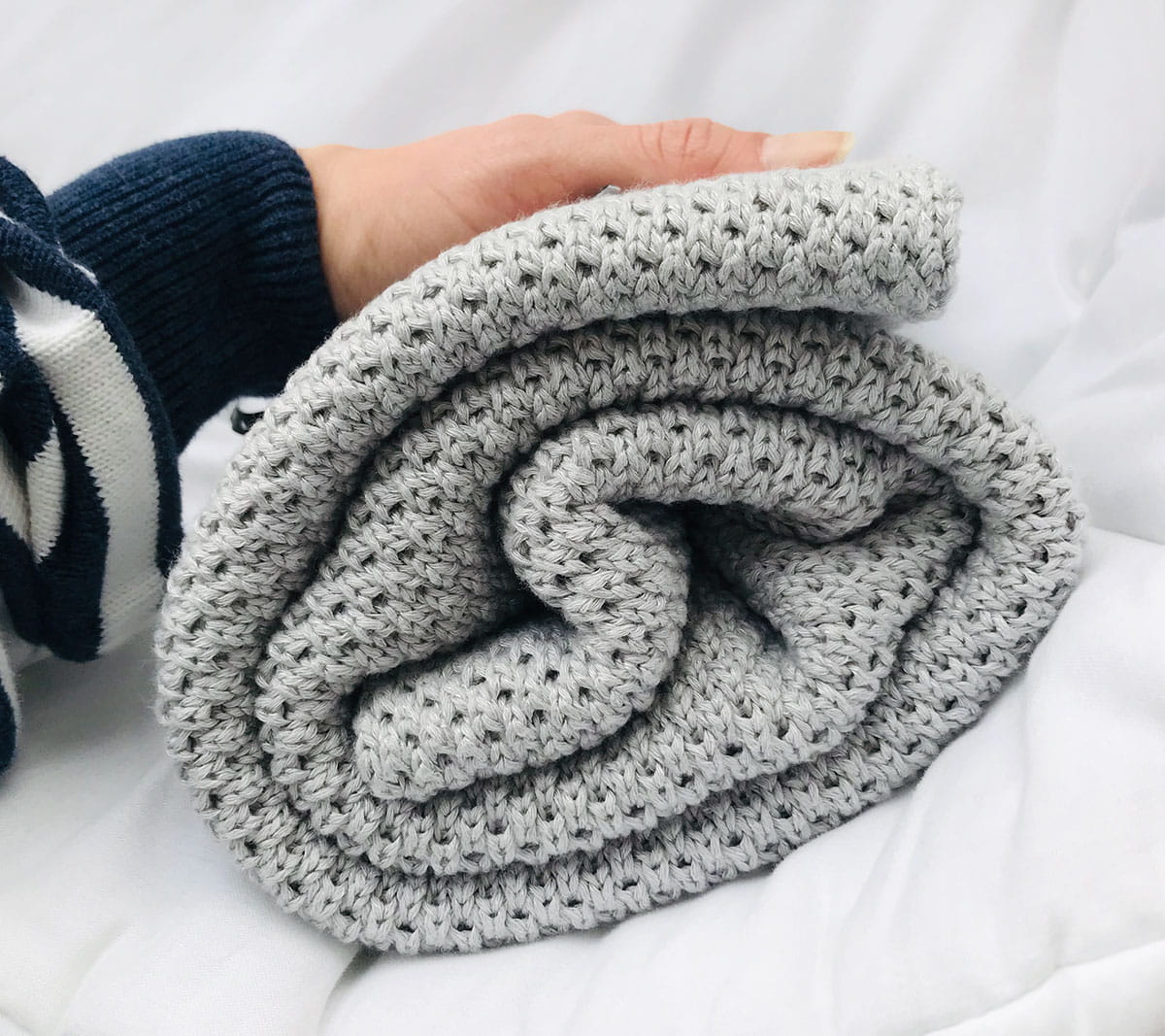 Bamboo baby blanket - Grey - Macaroon knit Blanket Lullalove UK 