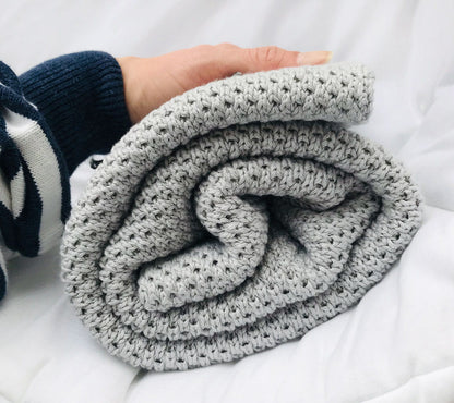 Bamboo baby blanket - Grey - Macaroon knit Blanket Lullalove UK 