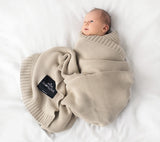 Bamboo baby blanket - Milk coffee - Classic knit Blanket Lullalove UK 