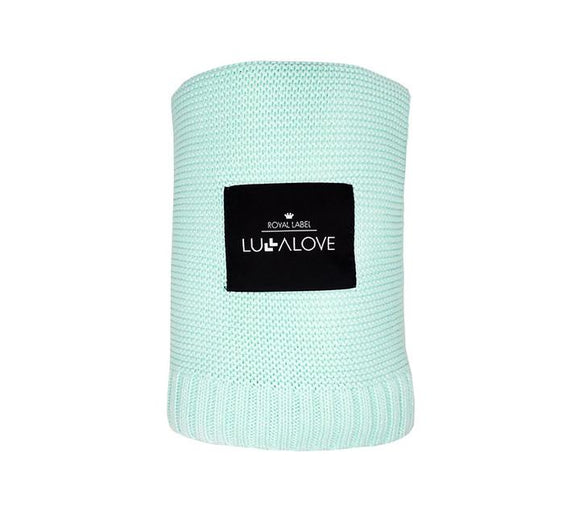 Bamboo baby blanket - Mint - Classic knit Blanket Lullalove UK 