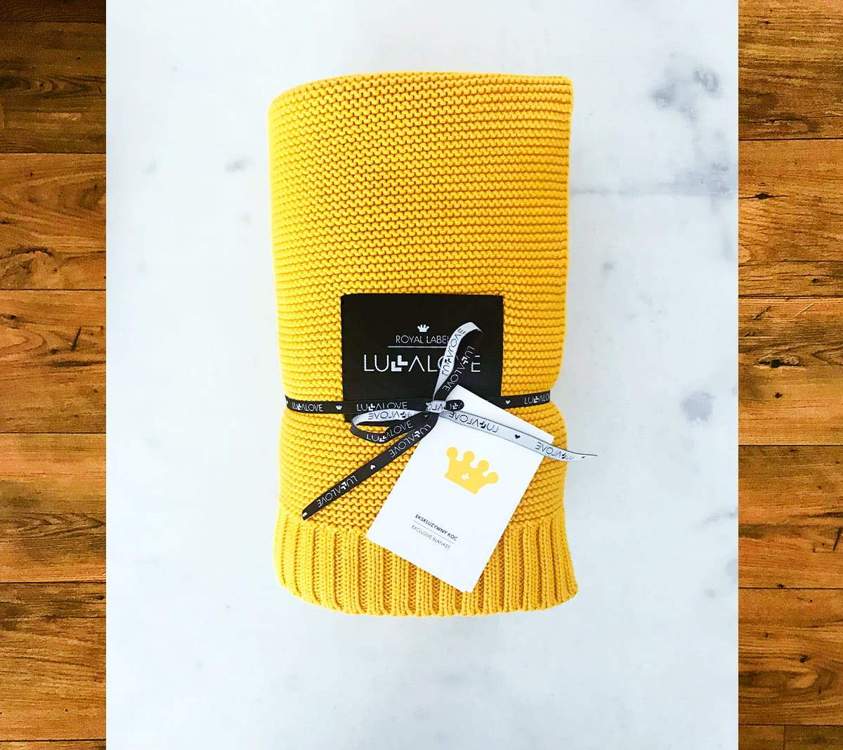 Bamboo baby blanket - Mustard - Classic knit Blanket Lullalove UK 