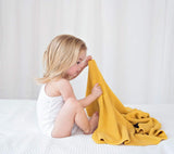 Bamboo baby blanket - Mustard - Classic knit Blanket Lullalove UK 