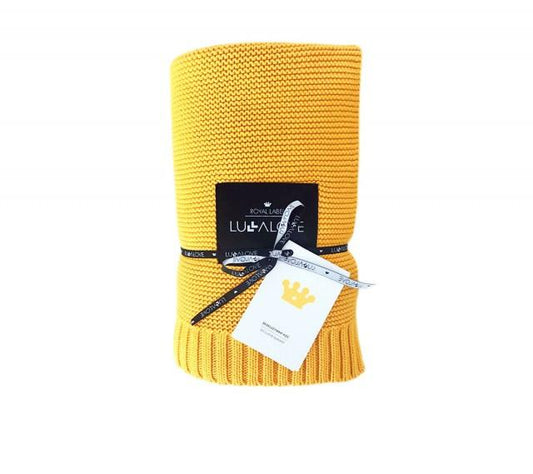 Bamboo classic knit blanket - 80x100cm - Mustard - Lullalove UK