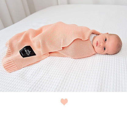 Bamboo baby blanket - Peach - Classic knit Blanket Lullalove UK 