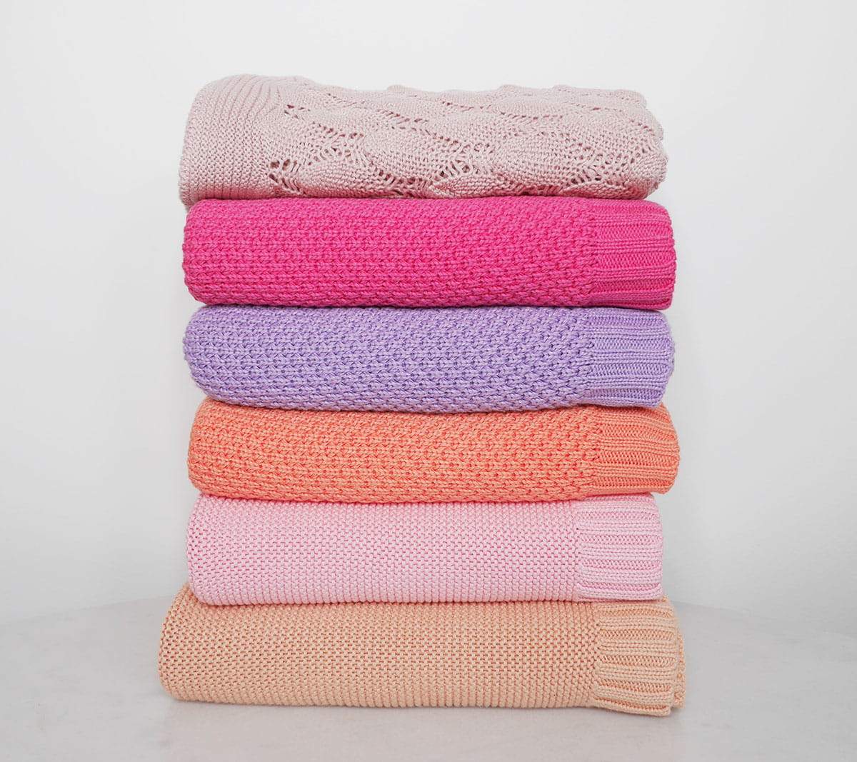 Bamboo baby blanket - Peach - Classic knit Blanket Lullalove UK 