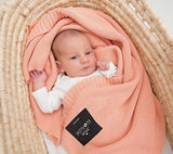 Bamboo baby blanket - Peach - Classic knit Blanket Lullalove UK 