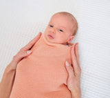 Bamboo baby blanket - Peach - Classic knit Blanket Lullalove UK 