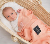 Bamboo baby blanket - Peach - Classic knit Blanket Lullalove UK 