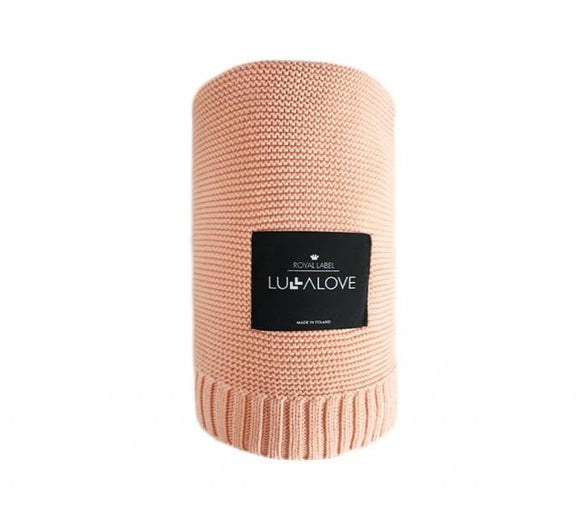Bamboo classic knit blanket - 80x100cm - Peach - Lullalove UK