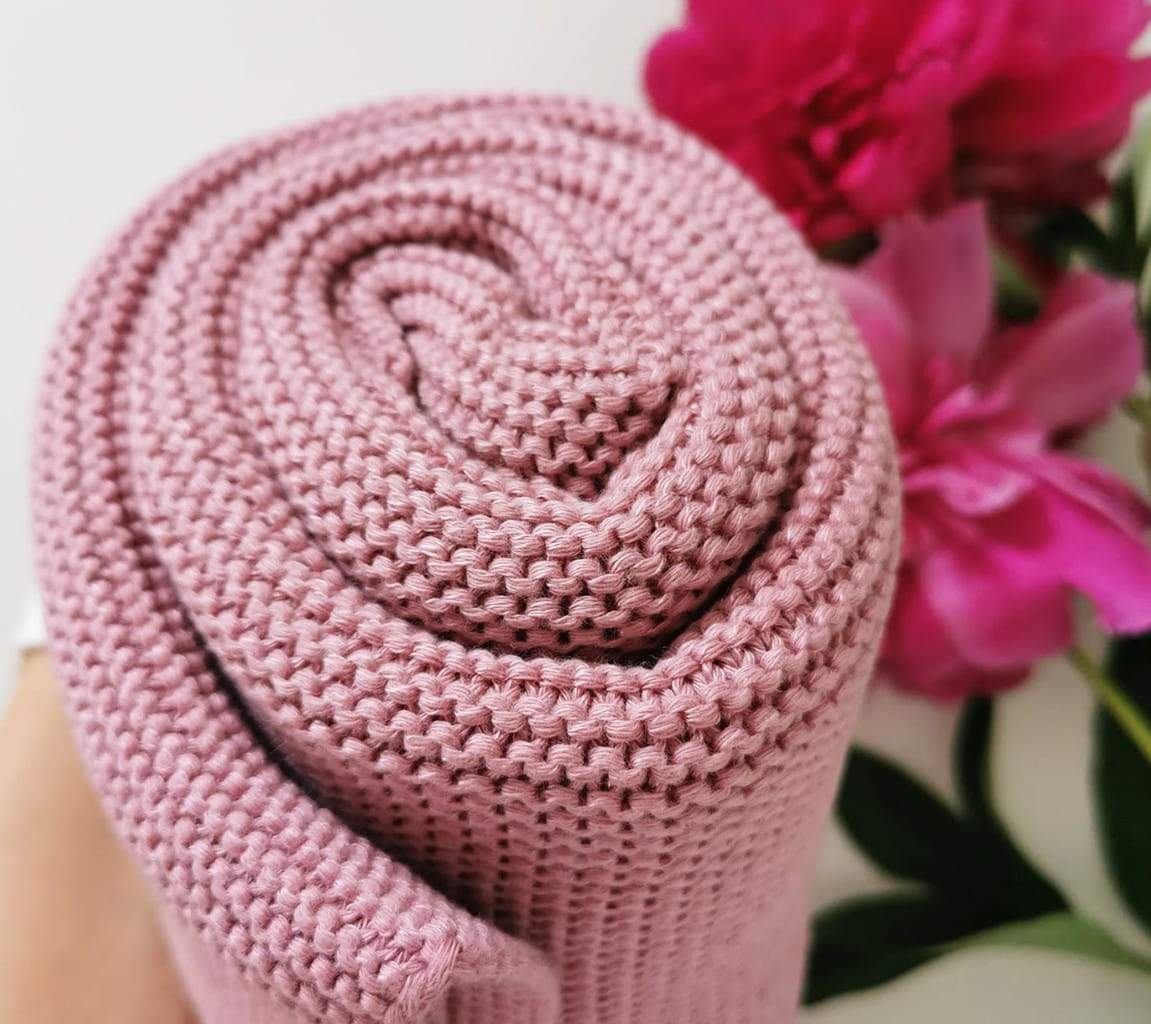 Bamboo baby blanket - Peony pink - Classic knit Blanket Lullalove UK 
