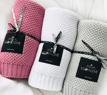 Bamboo baby blanket - Peony pink - Macaroon knit Blanket Lullalove UK 