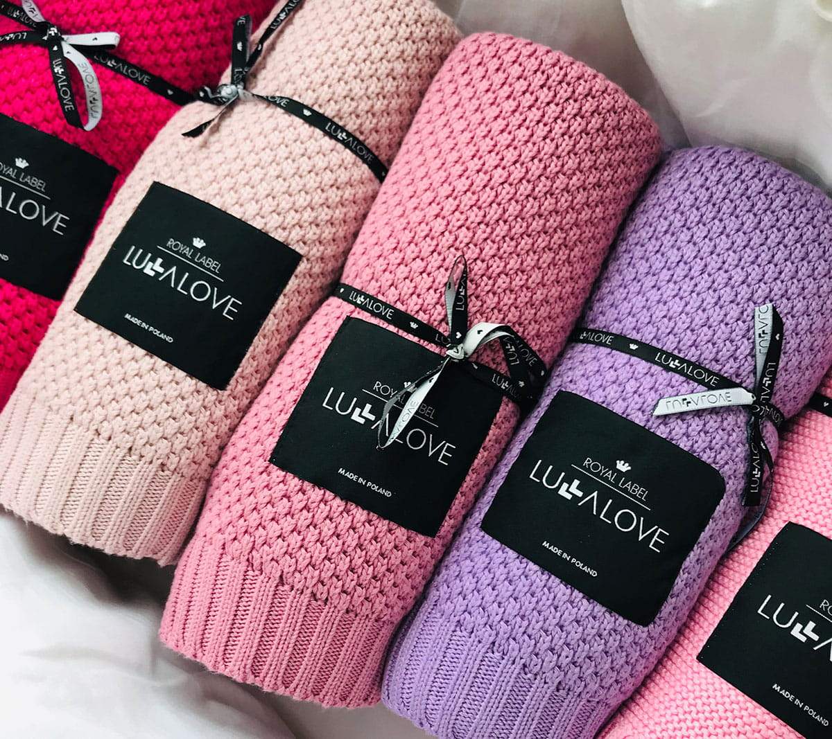 Bamboo baby blanket - Peony pink - Macaroon knit Blanket Lullalove UK 